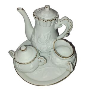 The Treasury of Gifts Collection: Vintage Miniature White Porcelain Tea Set-Full